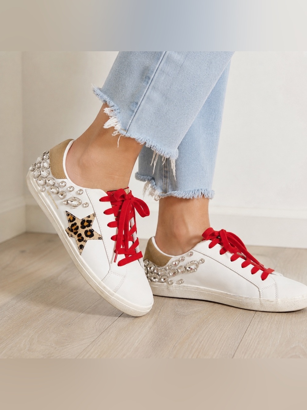 Vintage Havana x Walker Rose Boutique “Born to Shine” Leopard Bedazzled Sneakers